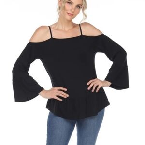 White Mark Black Cold Shoulder Blouse